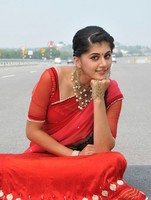 Tapsee in Red Saree Stills